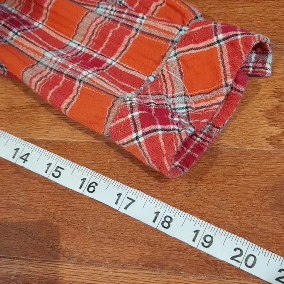 Dickies Orange Red Plaid Flannel Button Down Shirt Women’s Size L - Picture 11 of 11